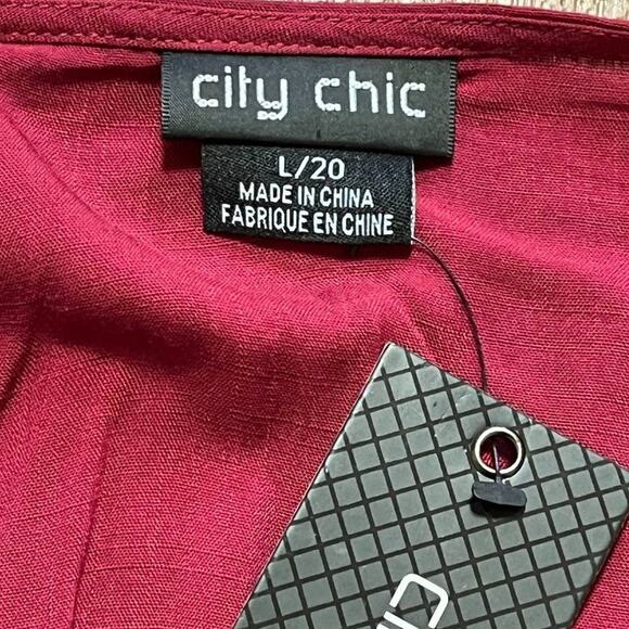 NWT CITY CHIC Fiesta Fun Faux Wrap Dress in Rhubarb SZ 20 - Picture 7 of 11